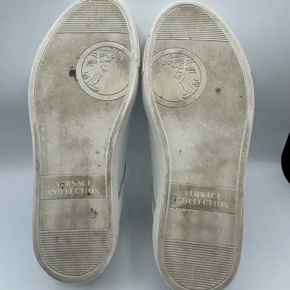 Versace Collection Medusa Strap White Leather Lace Up Sneakers Men's EUR 41 - Picture 11 of 13